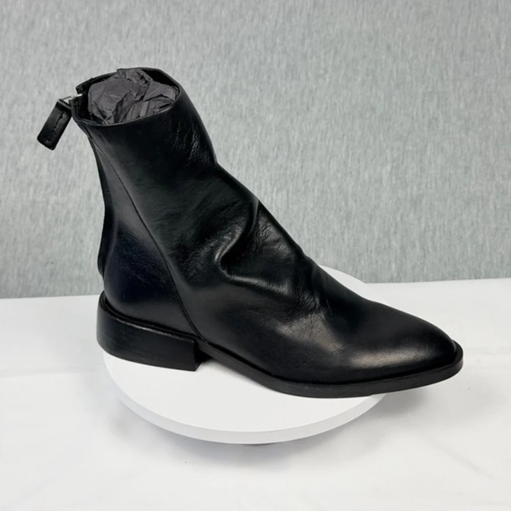 Steve Madden Nexie Black Leather Slouch Ankle Booties NEXI01S1 Size 6.5 Portugal